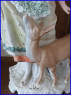 Pair Vintage Carl Schneider French Couple With Deer & Dog Statuettes