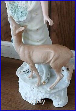 Pair Vintage Carl Schneider French Couple With Deer & Dog Statuettes