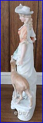 Pair Vintage Carl Schneider French Couple With Deer & Dog Statuettes