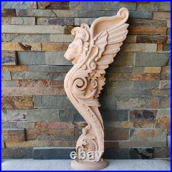 Pair Wood Carved Griffin Gothic Door Stairs Lion Wall French Victorian Fireplace