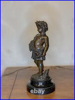Pair of 19th Century Louis XVI Style Signed Patinated Bronze Classical Figure