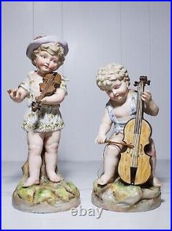 Pair of Antique 18th c Bow-Soft Porcelain England Hand Painted Figurines 1778
