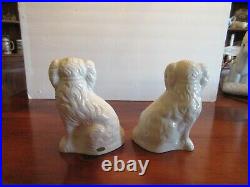 Pair of Beswick 8 inch White and Gold Staffordshire Spaniel Dogs