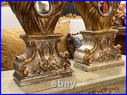 Pair of Large 19th Century Italian Giltwood and Silver Leaf Reliquary Figures