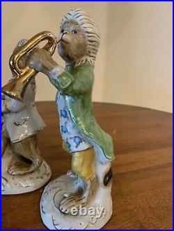 Pair of Meissen Style Orchestra Monkeys Chinoiserie Figurines