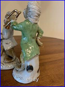 Pair of Meissen Style Orchestra Monkeys Chinoiserie Figurines