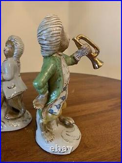 Pair of Meissen Style Orchestra Monkeys Chinoiserie Figurines