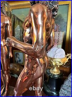 Pair of Post 1950 Grand Tour Style Copper Finish Classical Male Figures