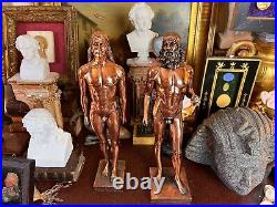 Pair of Post 1950 Grand Tour Style Copper Finish Classical Male Figures