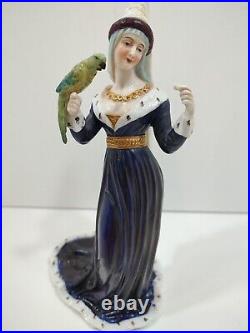 Passau Bavirre Medieval Queen With Parrot German Porcelain, No Shoes