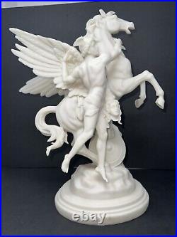 Perseus and Pegasus with the Head of Medusa Sculpture Handmade Porcelain White
