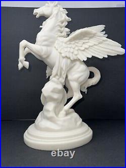 Perseus and Pegasus with the Head of Medusa Sculpture Handmade Porcelain White