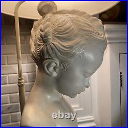 Plaster Terracotta Bust of a Girl Signed Jacques Saly Lamp By Chapman Real