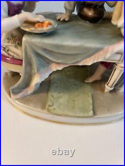 Porcelain Figurine 5.5 Vintage Children At Table Eating like Scheibe Alsbach