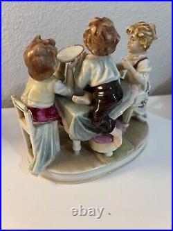 Porcelain Figurine 5.5 Vintage Children At Table Eating like Scheibe Alsbach