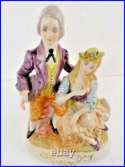 Porcelain Victorian Lovers Couple Made in Italy EUC Unique & Desirable