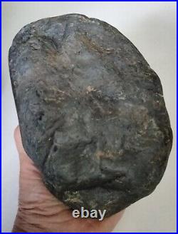Prehistoric Paleo-American, black marble, rock art sculpture multi tool