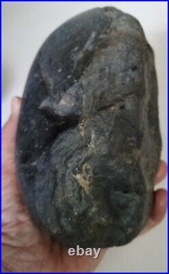 Prehistoric Paleo-American, black marble, rock art sculpture multi tool