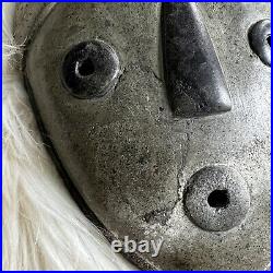 Primitive Carved Stone Mask Shaman Raised Donut Eyes Triangle Nose Indigenous