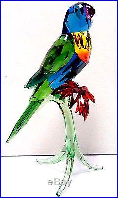 Rainbow Lorikeet Bird On Green Branch 2016 Swarovski Crystal #5136832