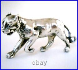 RARE. 800 Sterling Silver Walking Cat Lioness Figurine 78g