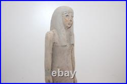 RARE ANCIENT EGYPTIAN ANTIQUE QUEEN Nefertari Wood Pharaoh Protect Statue