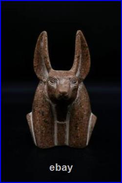 RARE ANCIENT EGYPTIAN STATUE Anubis Head Made from Granite Stone