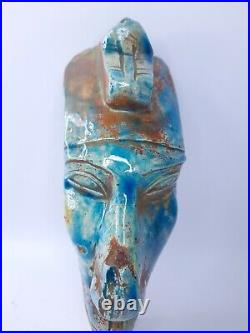 RARE ANTIQUE ANCIENT EGYPTIAN Faience King Akhenaten Statue Head Bust 1315 Bc