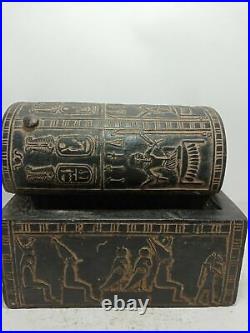 RARE ANTIQUE ANCIENT EGYPTIAN Jewelry Box Art Crafts God Osiris Nut 1860 Bc