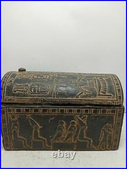 RARE ANTIQUE ANCIENT EGYPTIAN Jewelry Box Art Crafts God Osiris Nut 1860 Bc