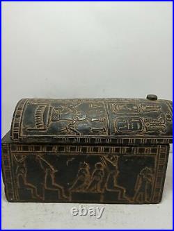 RARE ANTIQUE ANCIENT EGYPTIAN Jewelry Box Art Crafts God Osiris Nut 1860 Bc