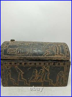 RARE ANTIQUE ANCIENT EGYPTIAN Jewelry Box Art Crafts God Osiris Nut 1860 Bc