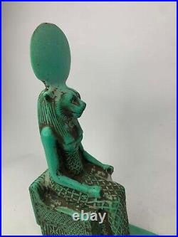 RARE ANTIQUE ANCIENT EGYPTIAN Statue Seated God Sekhmet Lion War Army 1740 Bc