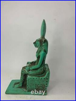 RARE ANTIQUE ANCIENT EGYPTIAN Statue Seated God Sekhmet Lion War Army 1740 Bc