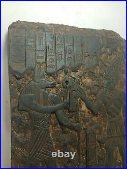 RARE ANTIQUE ANCIENT EGYPTIAN Stela God Lord Osiris God Anubis Protection bc