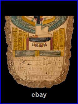 RARE ANTIQUE ANCIENT EGYPTIAN Stela Winged Goddess Isis Magic Hieroglyphic
