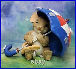 RARE Enesco Charming Tails Let Freedom Reign Mouse Americana Umbrella 4045257