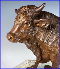 RARE Huge 12.5 Antique HC Swiss Black Forest Cow, Bull, Grand Tour Animalier