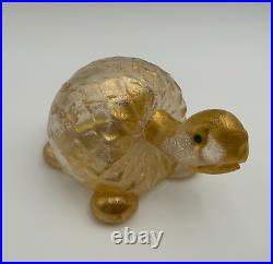 RARE Murano Art Glass Reptile Golden Burst Turtle, 6 Long x 4 Tall