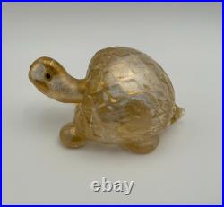 RARE Murano Art Glass Reptile Golden Burst Turtle, 6 Long x 4 Tall