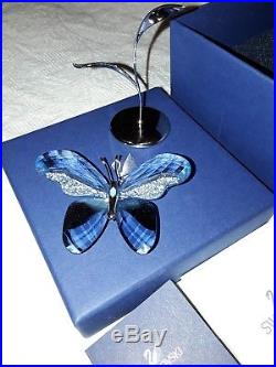 RARE Swarovski Butterfly Bejeweled Blue Crystal Magnetic Figurine Rhodium Stand