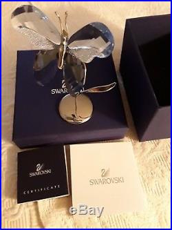 RARE Swarovski Butterfly Bejeweled Blue Crystal Magnetic Figurine Rhodium Stand