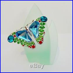 RARE Swarovski Crystal Paradise Butterfly Object/Brooch with leaf stand NEW
