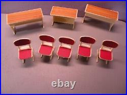 RARE Wagner Kunstlerschutz Dollhouse Schoolhouse Furniture Tables Chairs Only