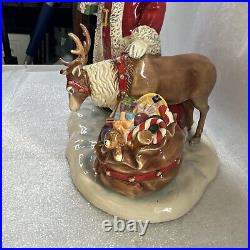 ROYAL DOULTON Holiday Magic Father Christmas Santa Reindeer PORCELAIN FIGURINE