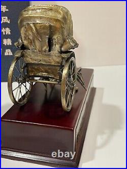 Raining Heavily Miss Xiguan is Getting off Rickshaw Chinese Cast Metal Statue