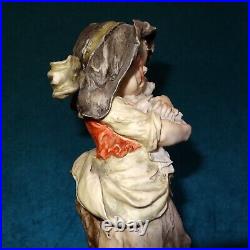 Rare 1980 Giuseppe Armani Signed Porcelain Figurine Girl With Lamb 9 Capodimont