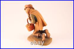 Rare Anri Italy Xmas Nativity Apple Basket Man Bachlechner Carved Wood Figurine