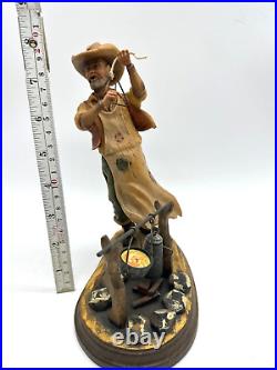 Rare Anri John H Kittelson Hand Carved Painted Camp Fire Cowboy 71/1000