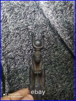 Rare Antique Ancient Egyptian Statue Figurine Isis Black Stone Bc